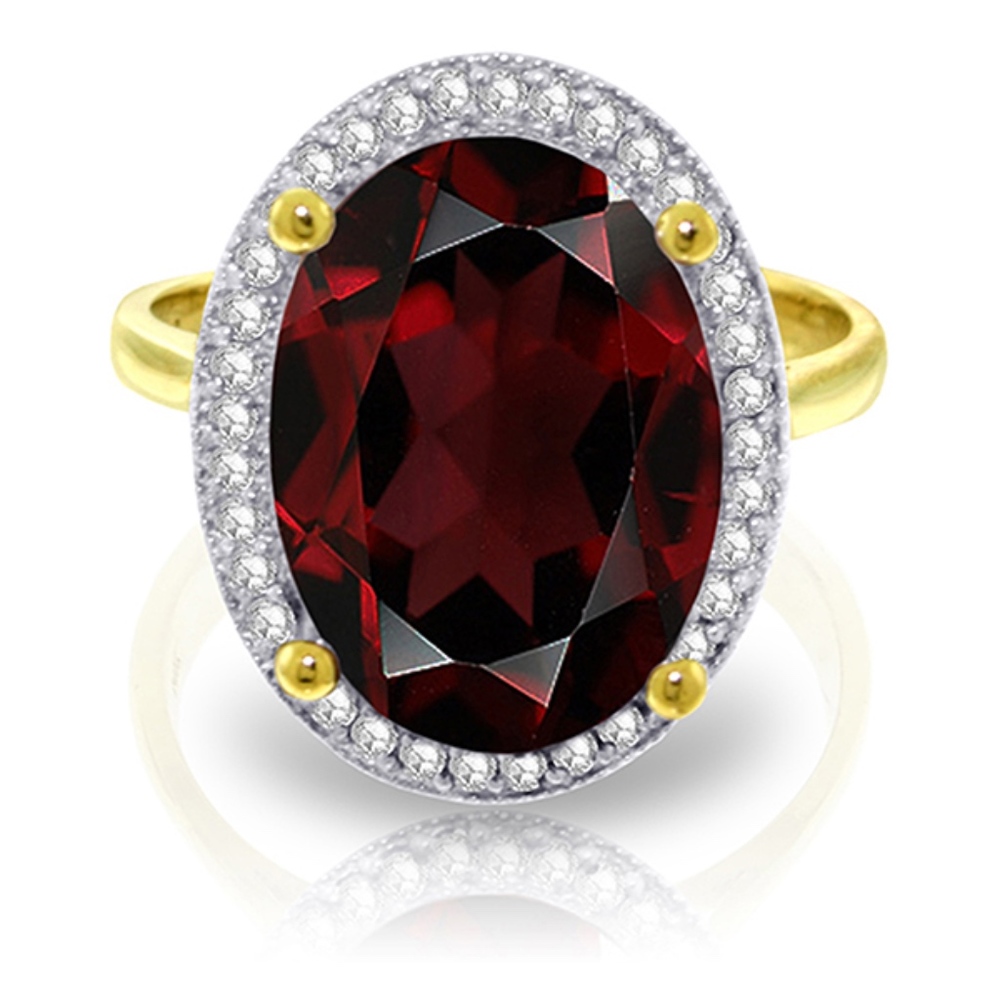 14K SOLID GOLD RING WITH NATURAL DIAMONDS & GARNET - Picture 1 of 3